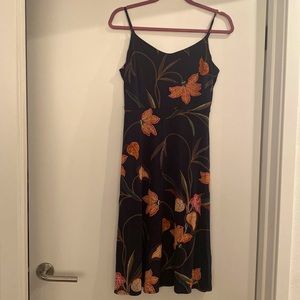 Brand new Loft mid-length tropical dress with tags, size 4P.